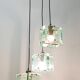 Vintage Three-Light Nile Green Glass Pendant Light by Zero Quattro, Italy