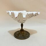 Shell chalice Old natural holy water stoup on bronze foot 19th century empty pockets cabinet of curiosities
