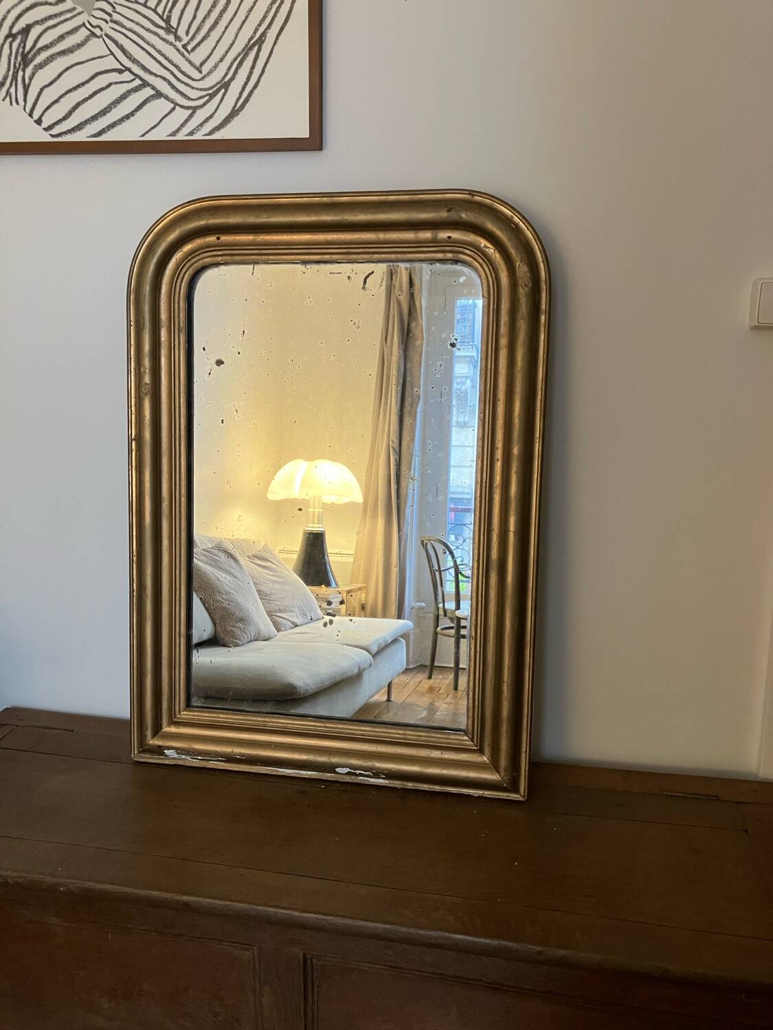 Gilded mirror, mercury glass - 62xH82cm