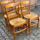 4 chaises de cuisine en bois massif paillées