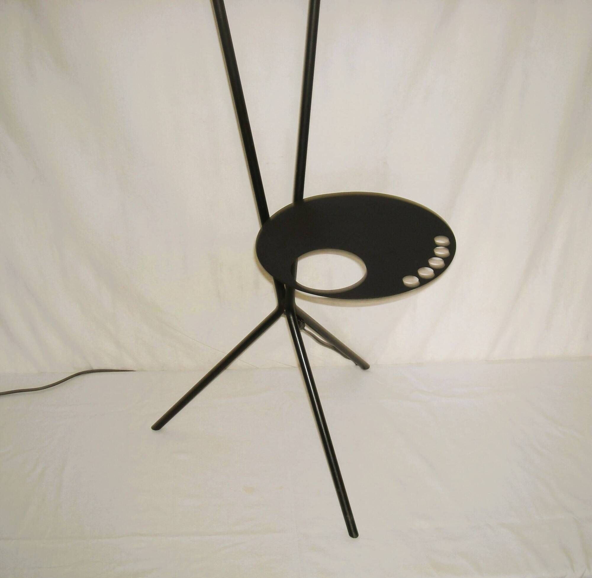 Tripod floor lamp with shelf from the 1950s.