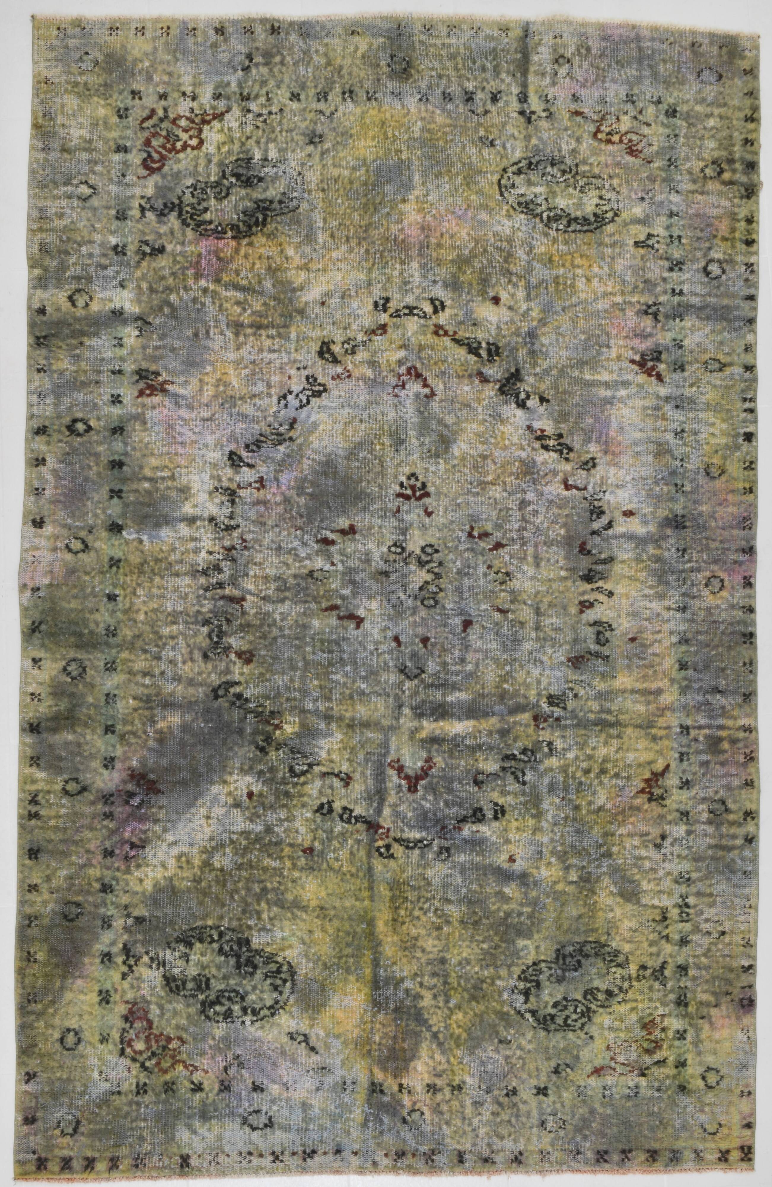 6x10 Sage Green Bohemian Style Wool Vintage Rug, 190x296 Cm