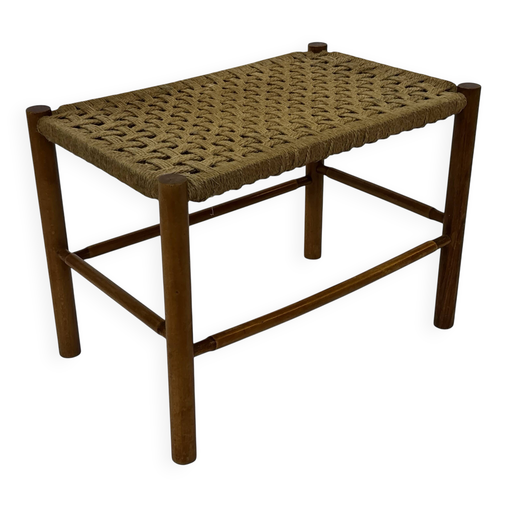 Vintage Stool Danish Papercord Rope small Stool Mid Century