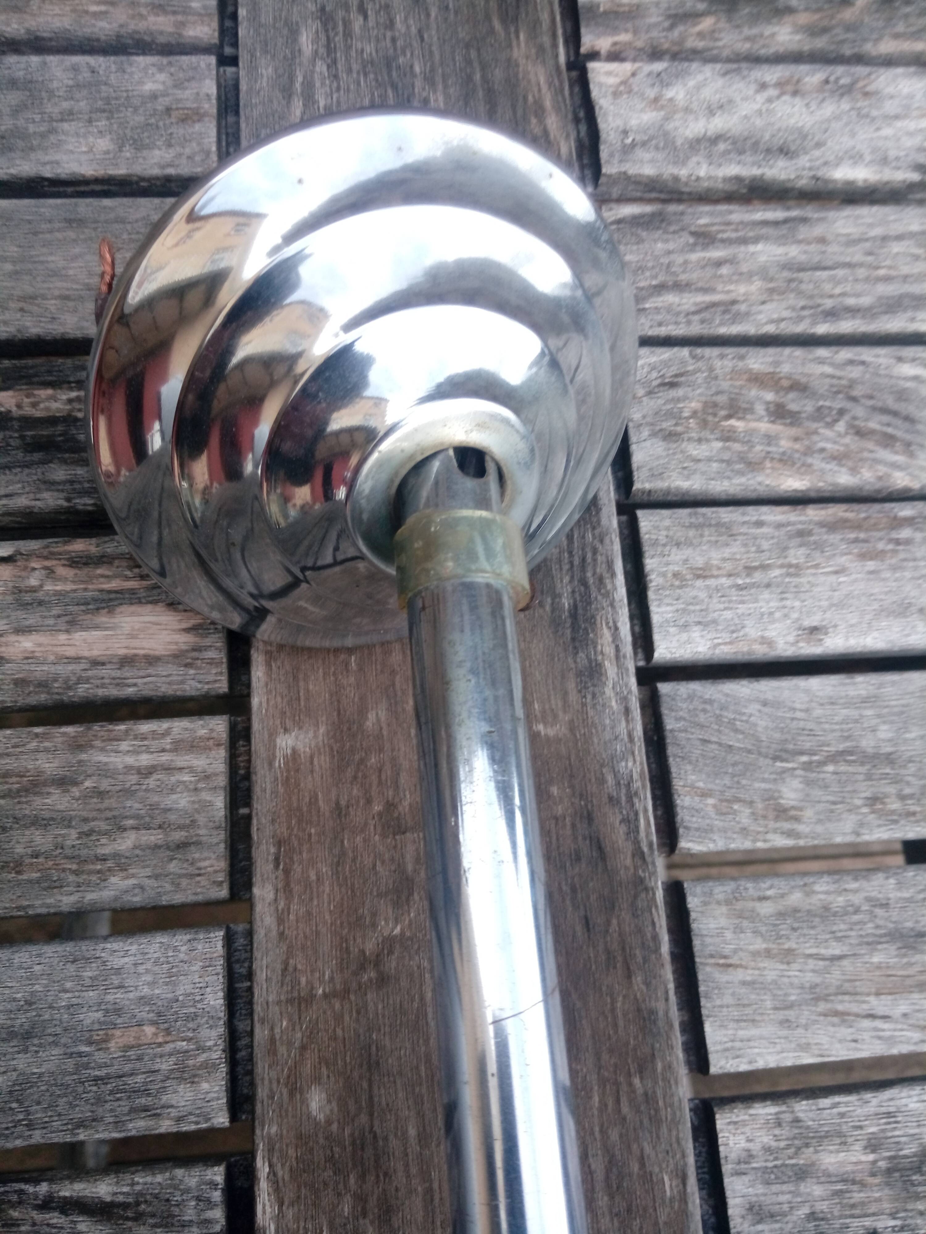 Vintage chandelier - Opaque glass globe and gold - 1950