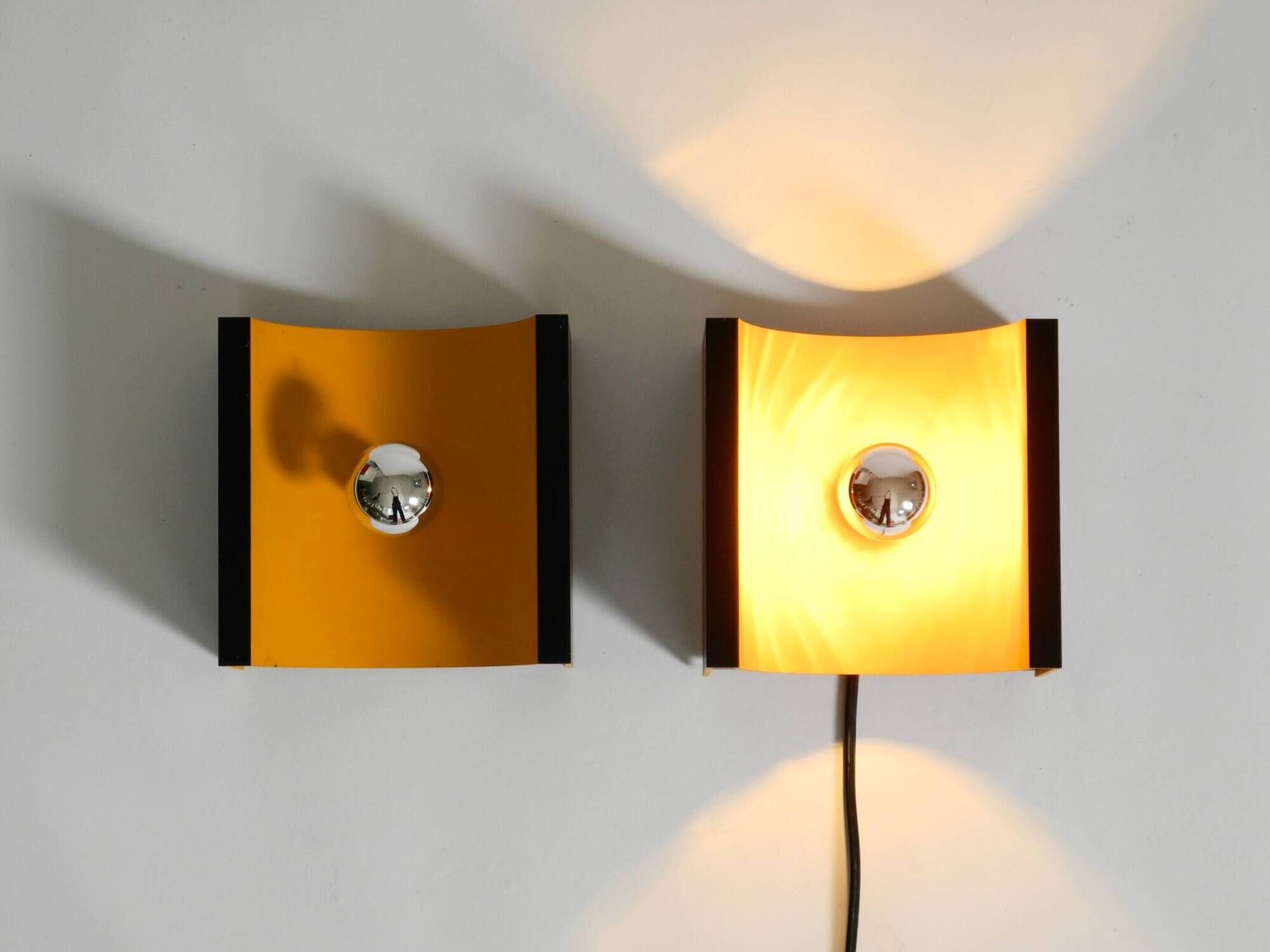 Pair of 60s Space Age metal wall lamps by Klaus Hempel for Kaiser Leuchten
