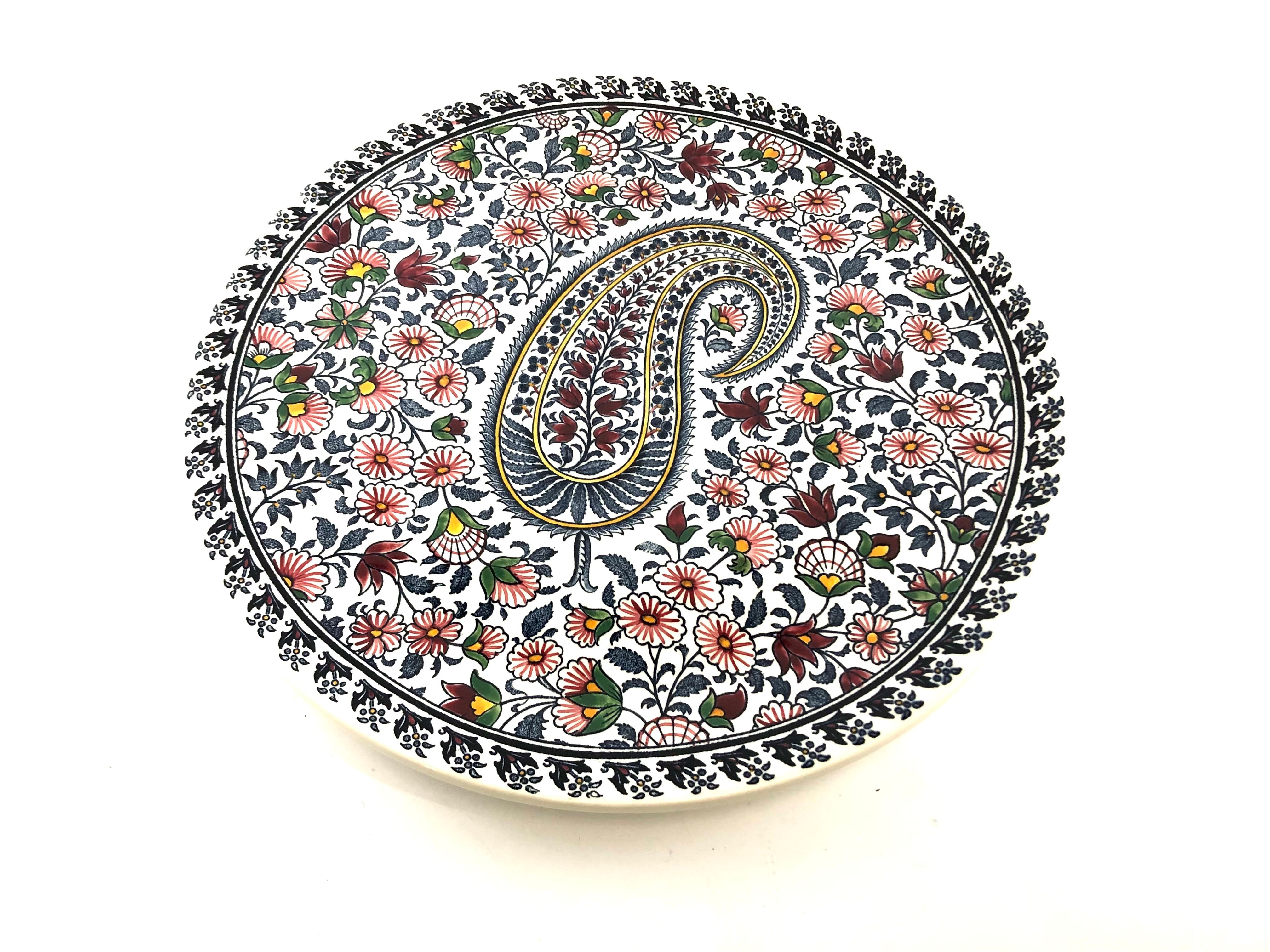 Round dish Gien decoration bothée or cashmere 26cm for pie and cake