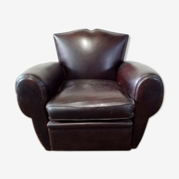 Full Grain Leather Club Armchair Selency, Thomasville Top Grain Leather Pedestal Recliner With Ottoman