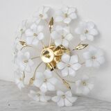 Delicious Murano Ceiling Light White Flowers, 1970