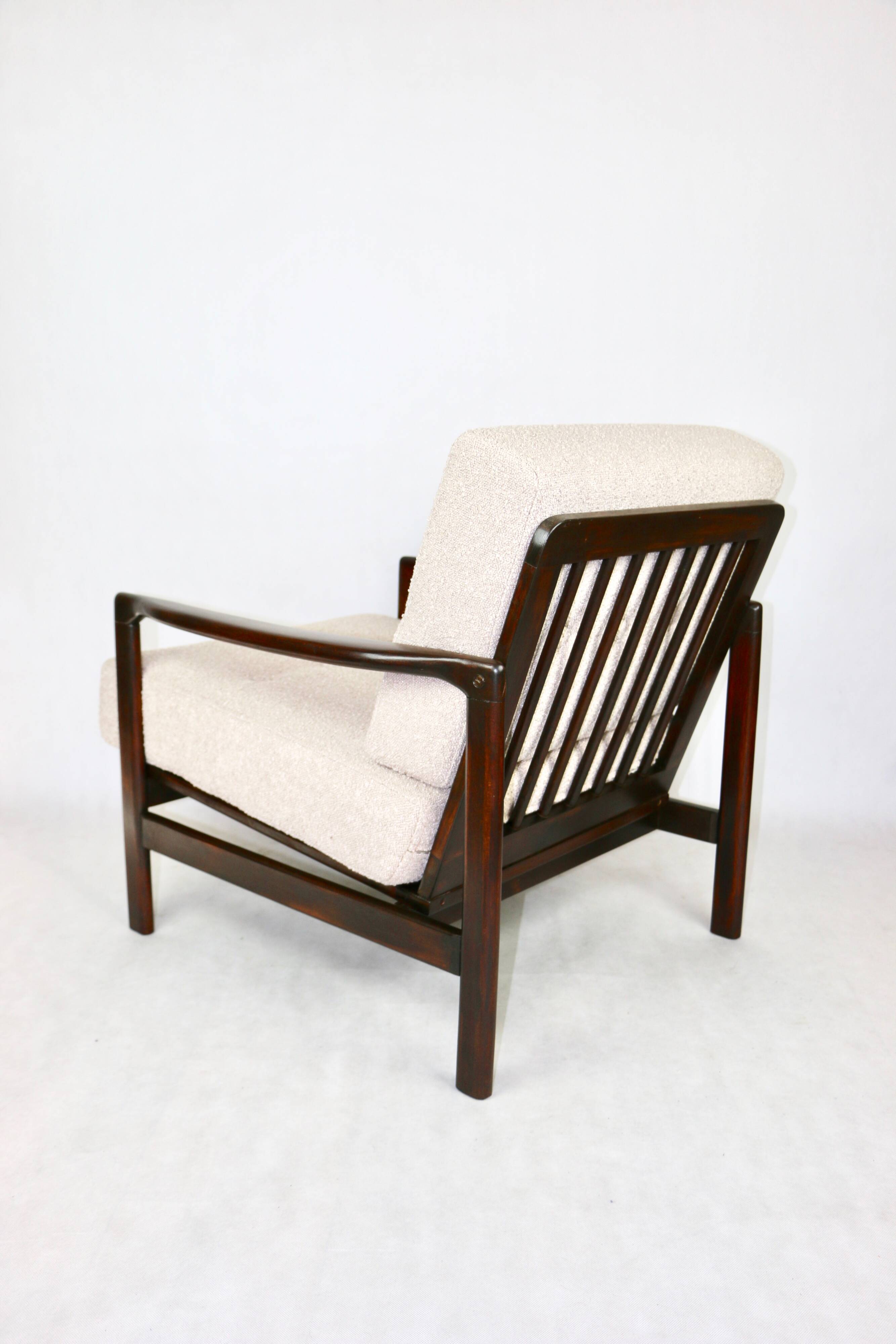 Beige boucle Lounge Chair by Z. Baczyk, 1970s