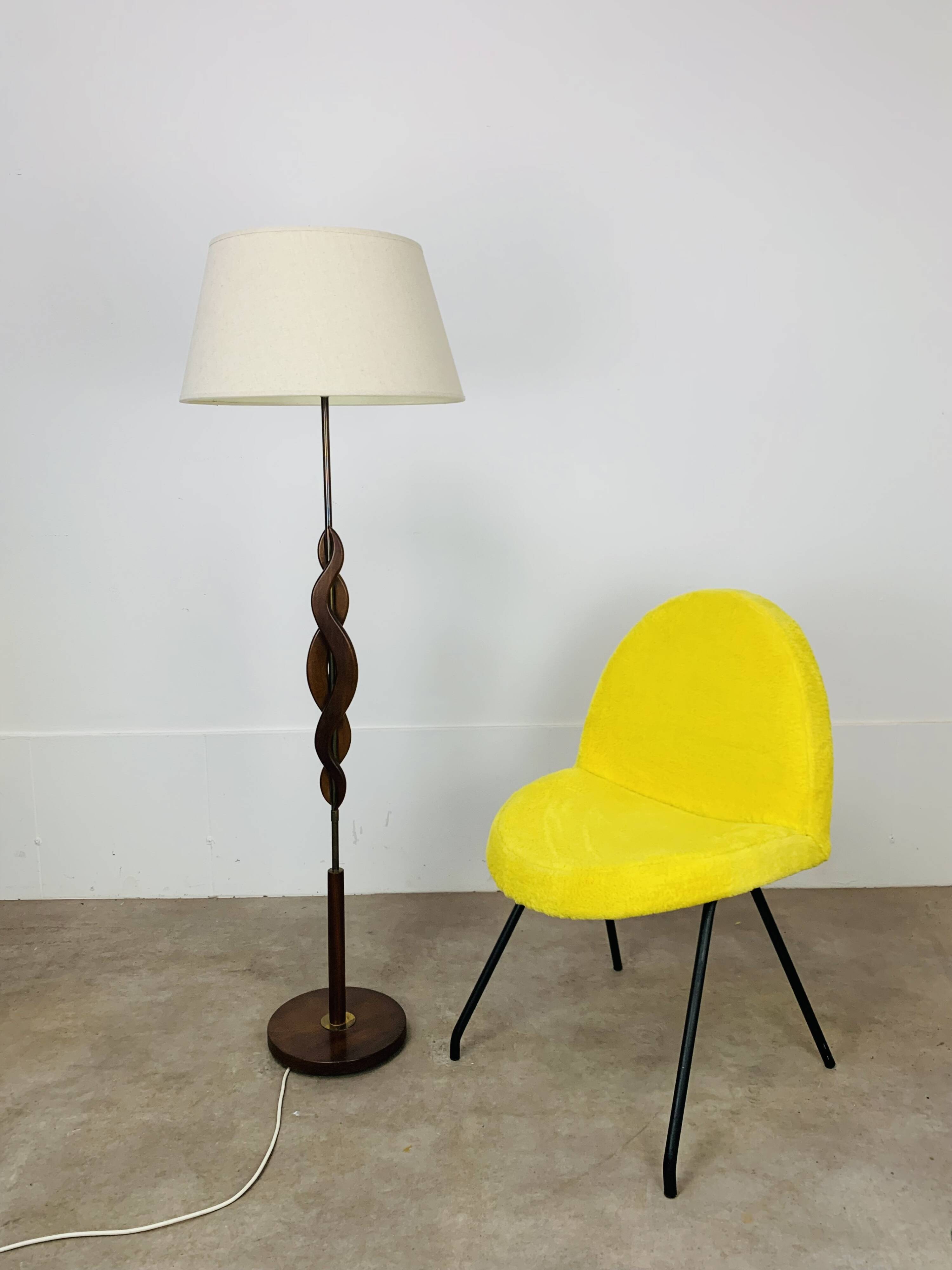 Scandinavian teak and brass floor lamp, 1960s