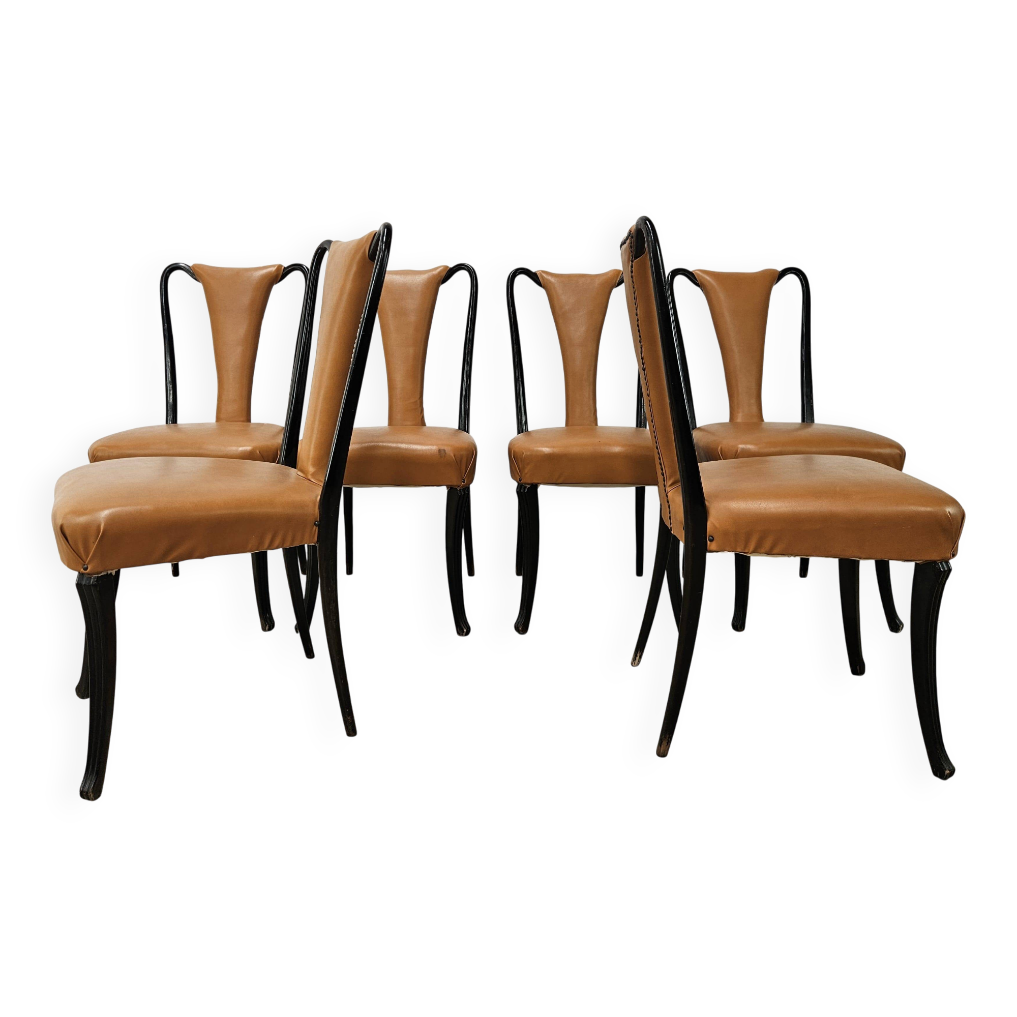Set of 6 dining chairs by Vittorio Dassi from the 1950s