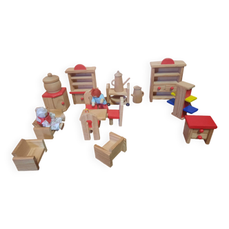 Lot de mobilier en bois maison de poupée