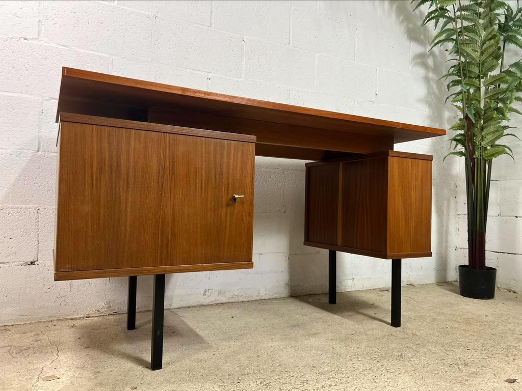 Vintage wooden desk with bleacher on the side