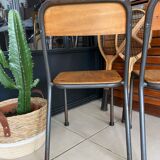Pair of wooden and metal children's chairs