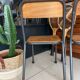 Pair of wooden and metal children's chairs