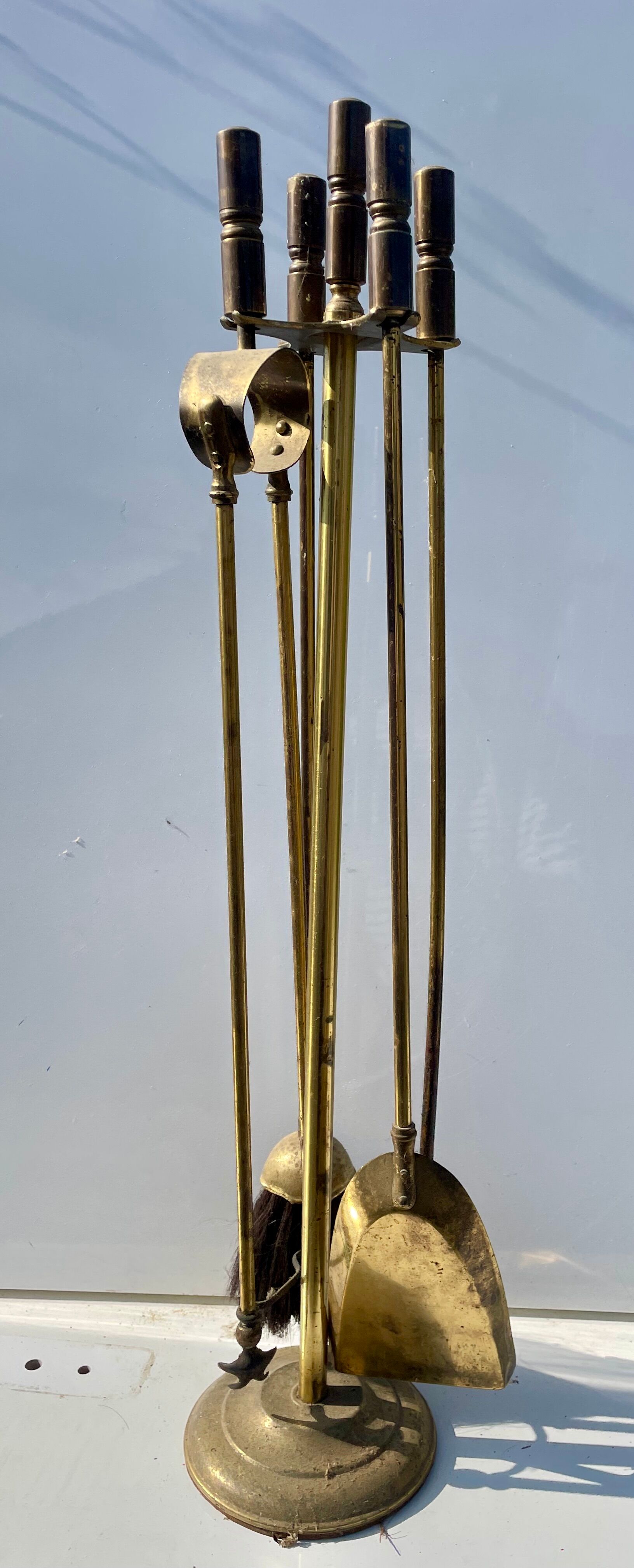 Brass fireplace tool set