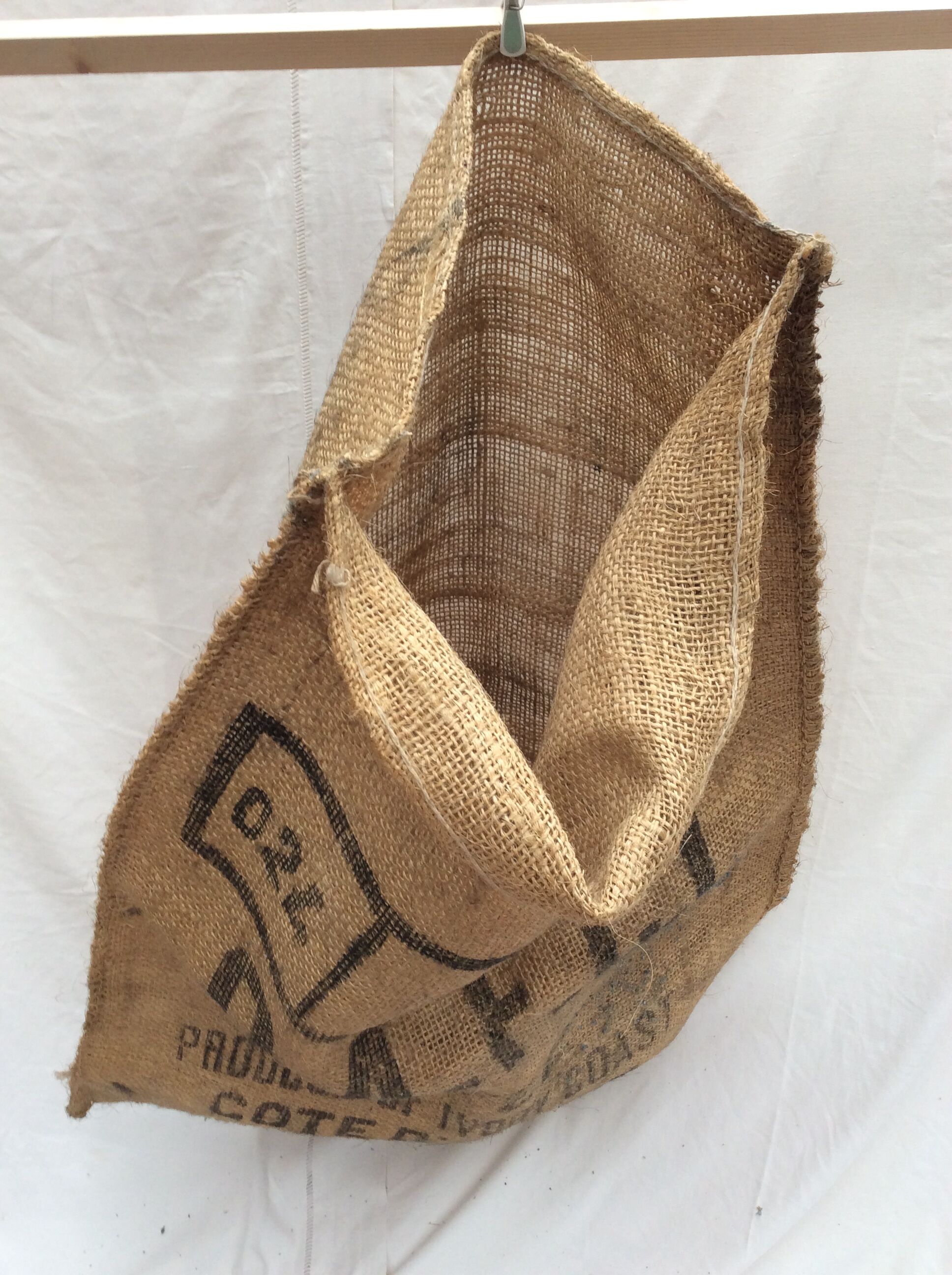 Vintage jute bag coffee Ivory Coast size: height -95cm- width -70cm-