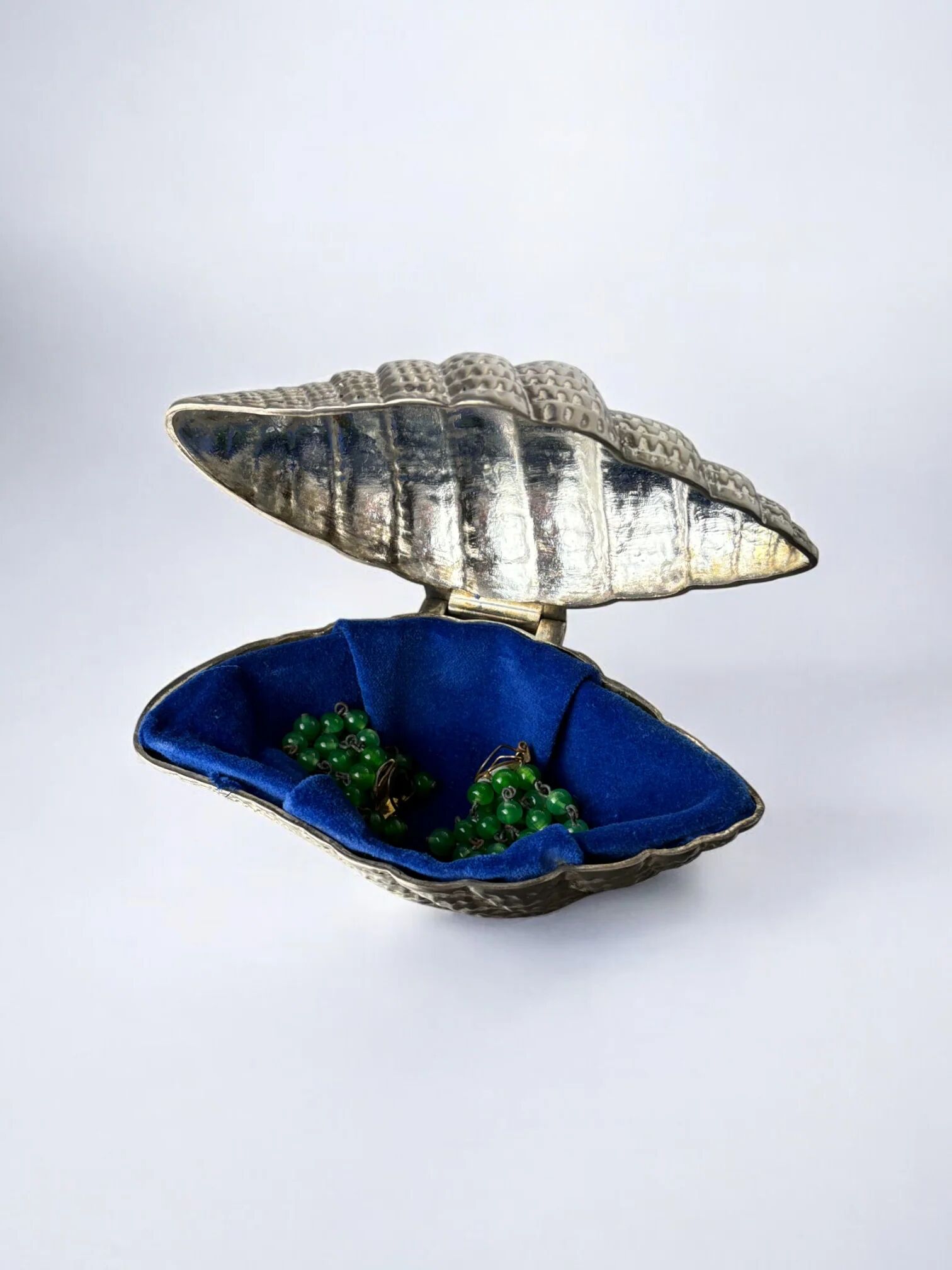Shell jewellery box, silver plated, Italy, 1970s