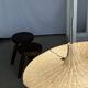 Large suspension, rattan luminaire in hat shape D:80cm