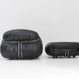 Soriana Chaise Lounge Chair by Afra & Tobia Scarpa for Cassina black leathe