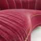 1960s, Danish 2-seater "Banana" sofa, red furniture velour, oak wood.