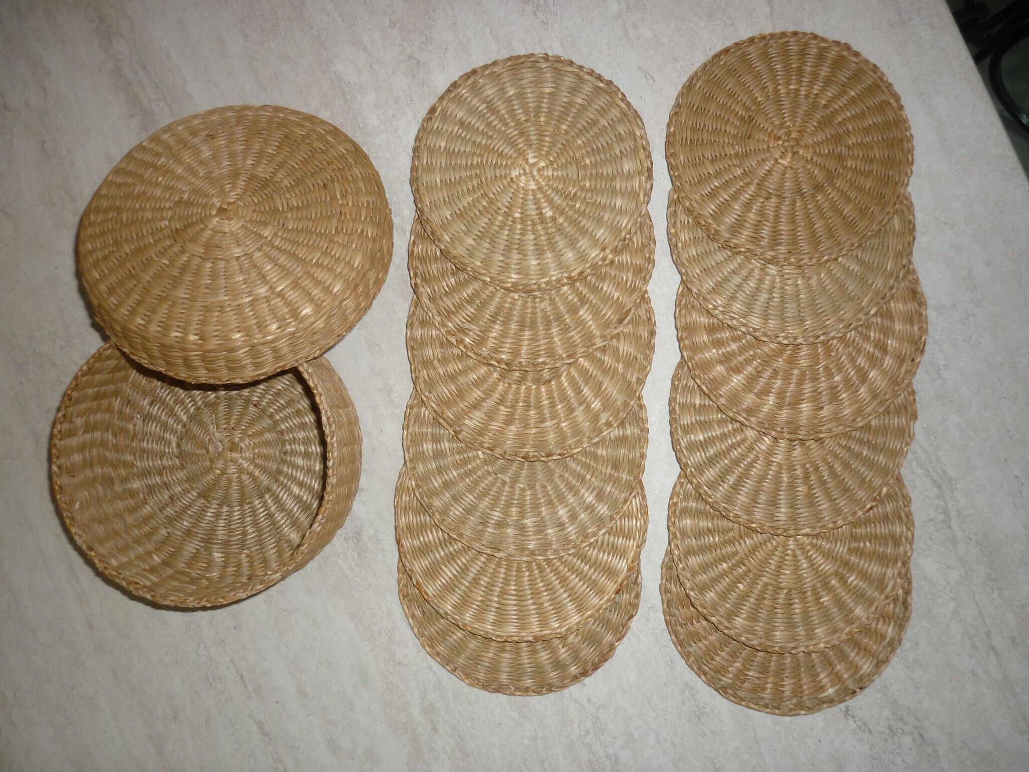 12 coasters in their wicker box