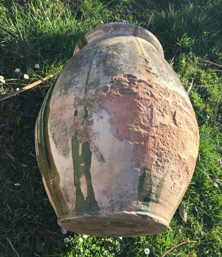 Large old glazed jar in the South of france