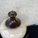 Vintage wooden and alabaster lamp – baluster shape