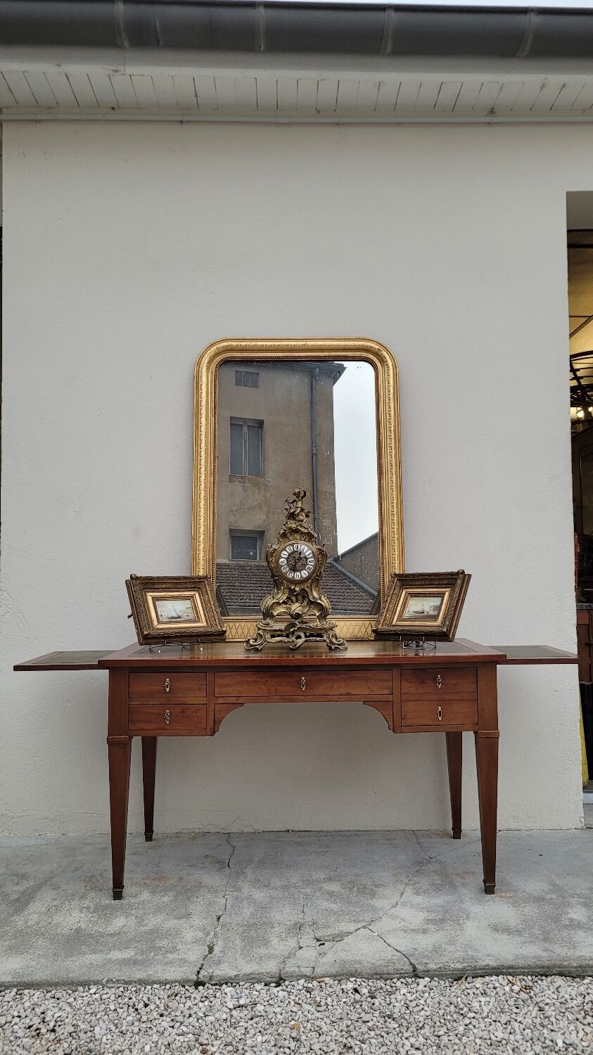 Louis XVI style flat desk in 19th century mahogany