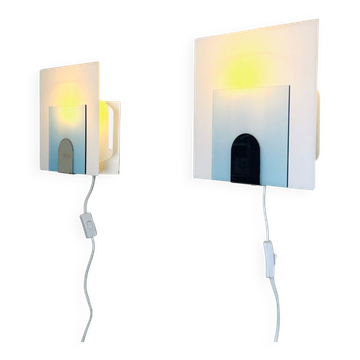 Minimalist Postmodern Square Wall Lights by Nafa Nybro Armaturfabrik, Sweden 1980s