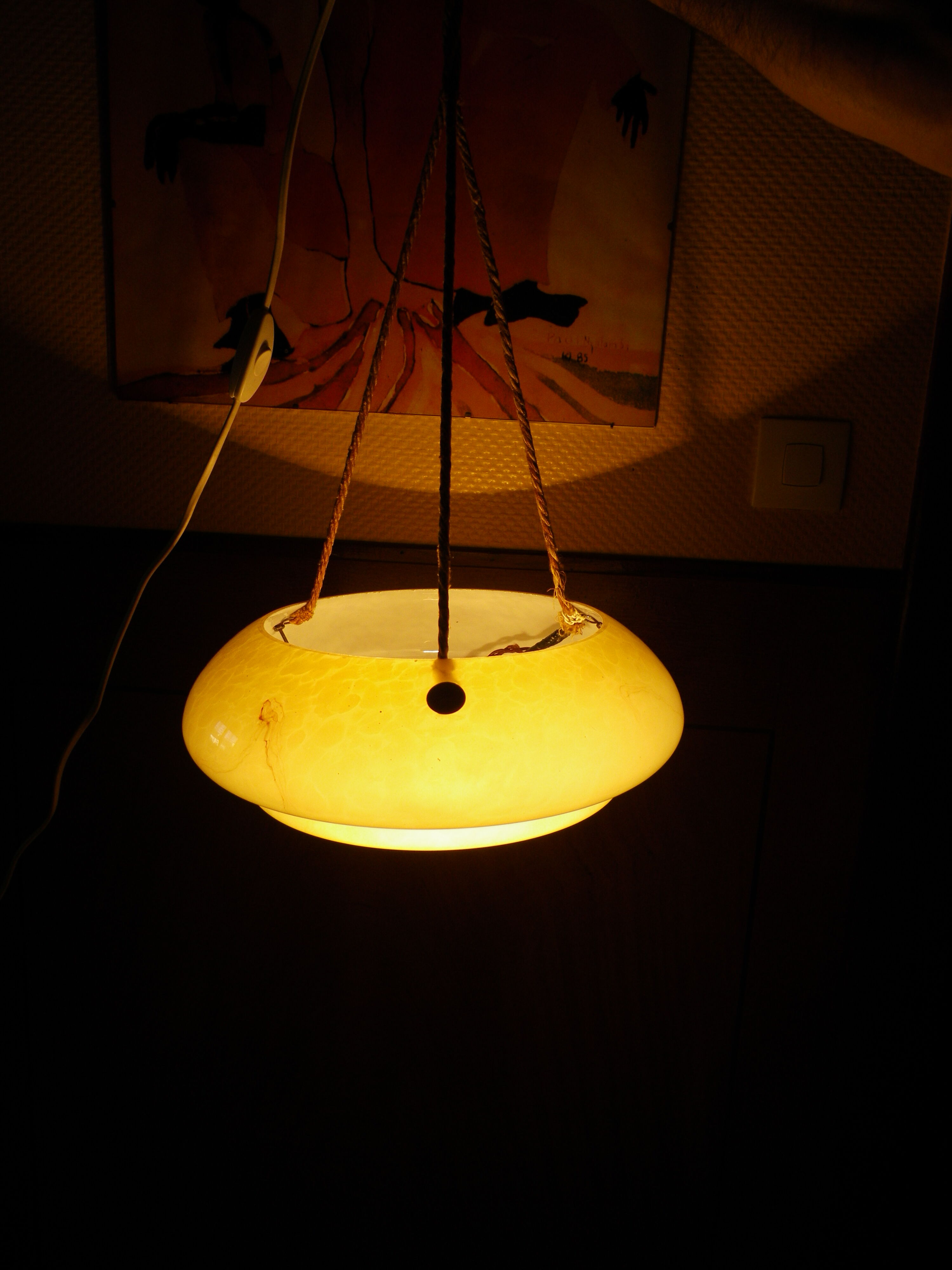 Hanging lamp in opaline, France, year 1950/1955