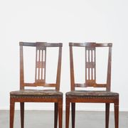 Set of 6 Original Antique Dutch Leather Dining Chairs