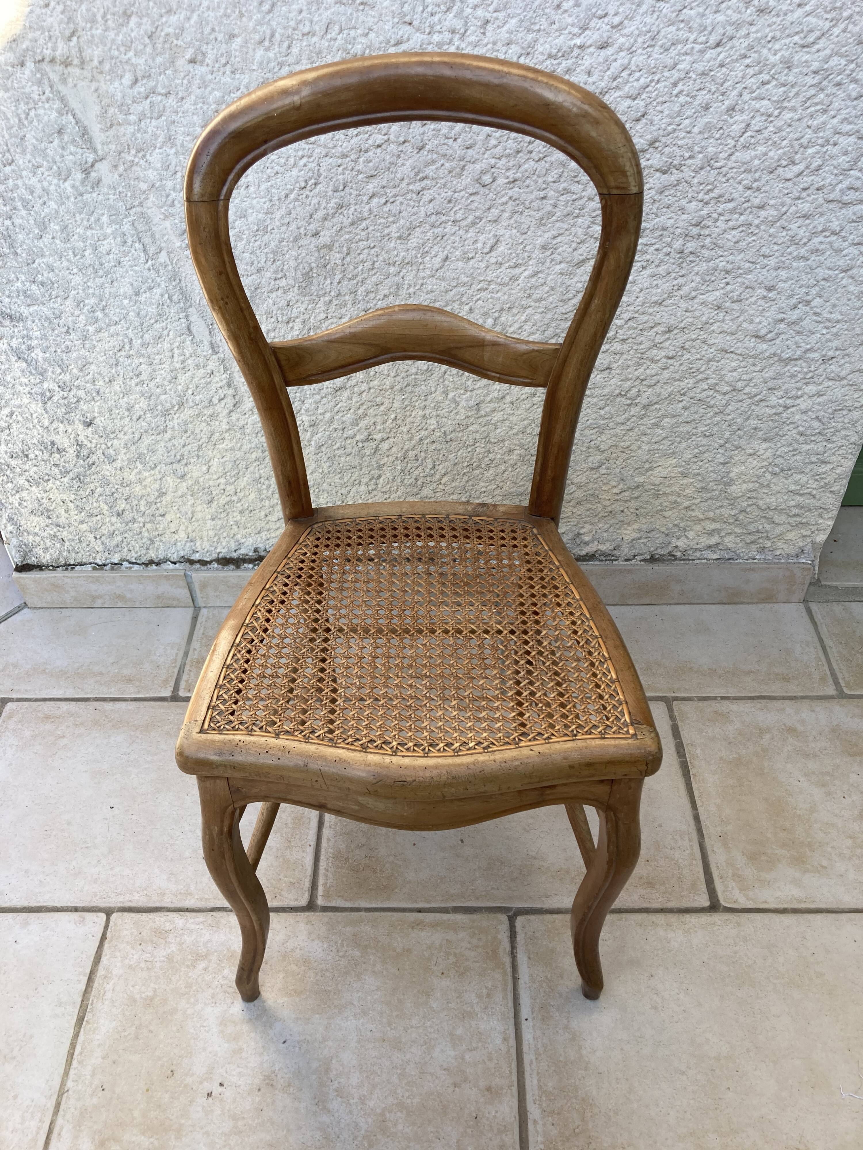 Lot de 3 chaises cannées Louis Philippe