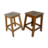 Pair of handle stools, solid wood