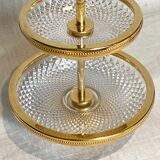Double dessert display. Glass and gilded metal. Very good condition