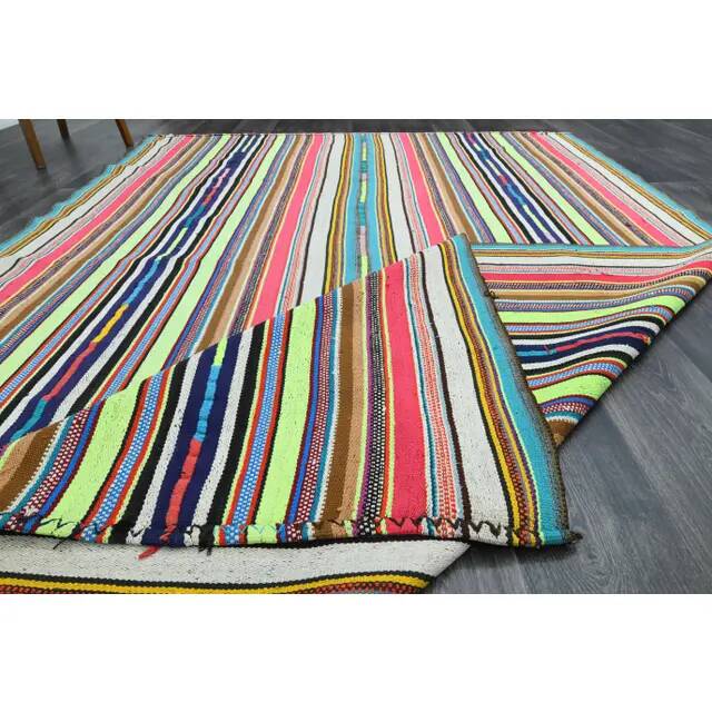 1970s Vintage Turkish Oushak Handmade Multi Color Area Rug 199x290