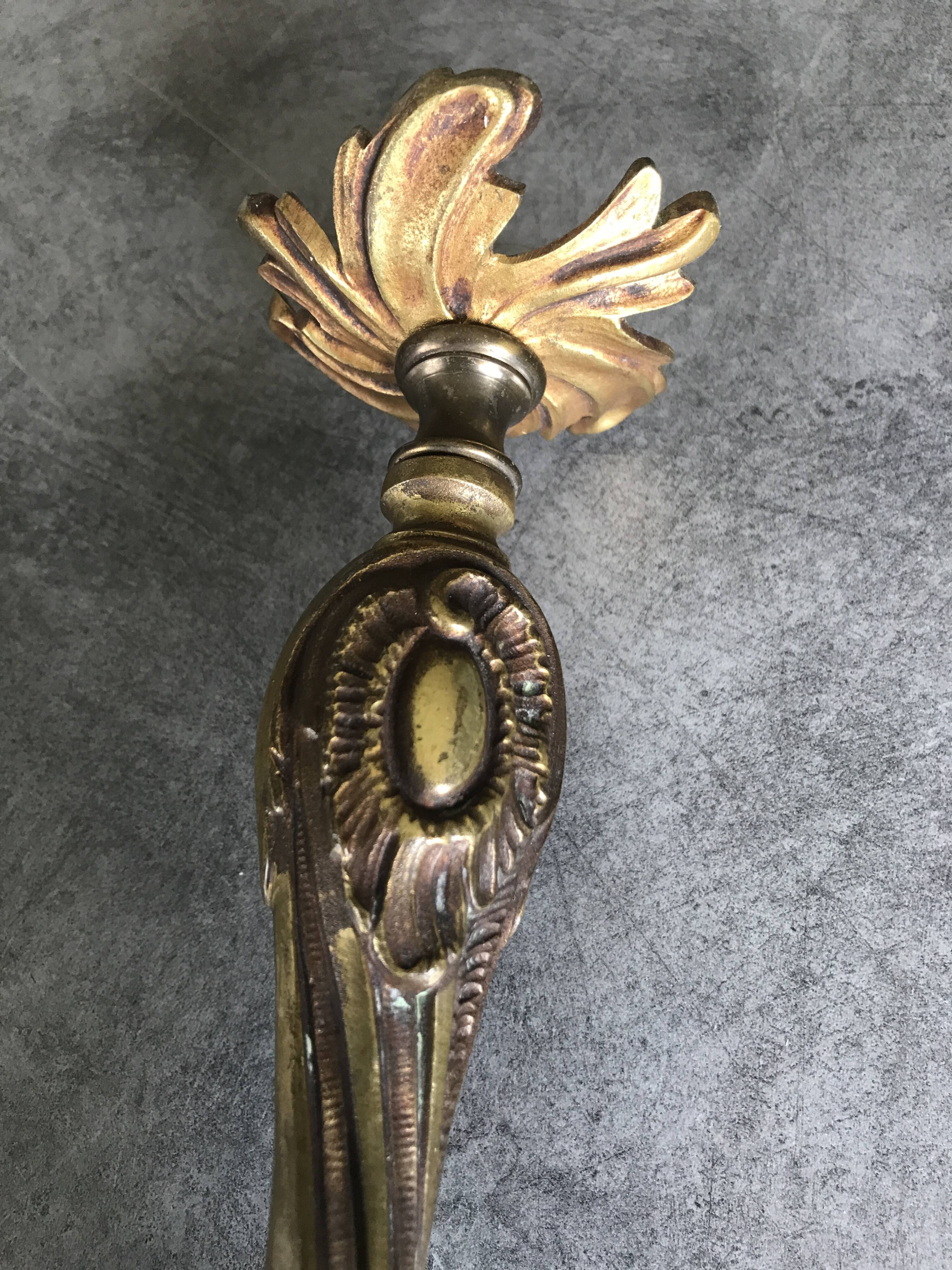 Old gilded bronze lamp base with Louis XV style rocaille decoration