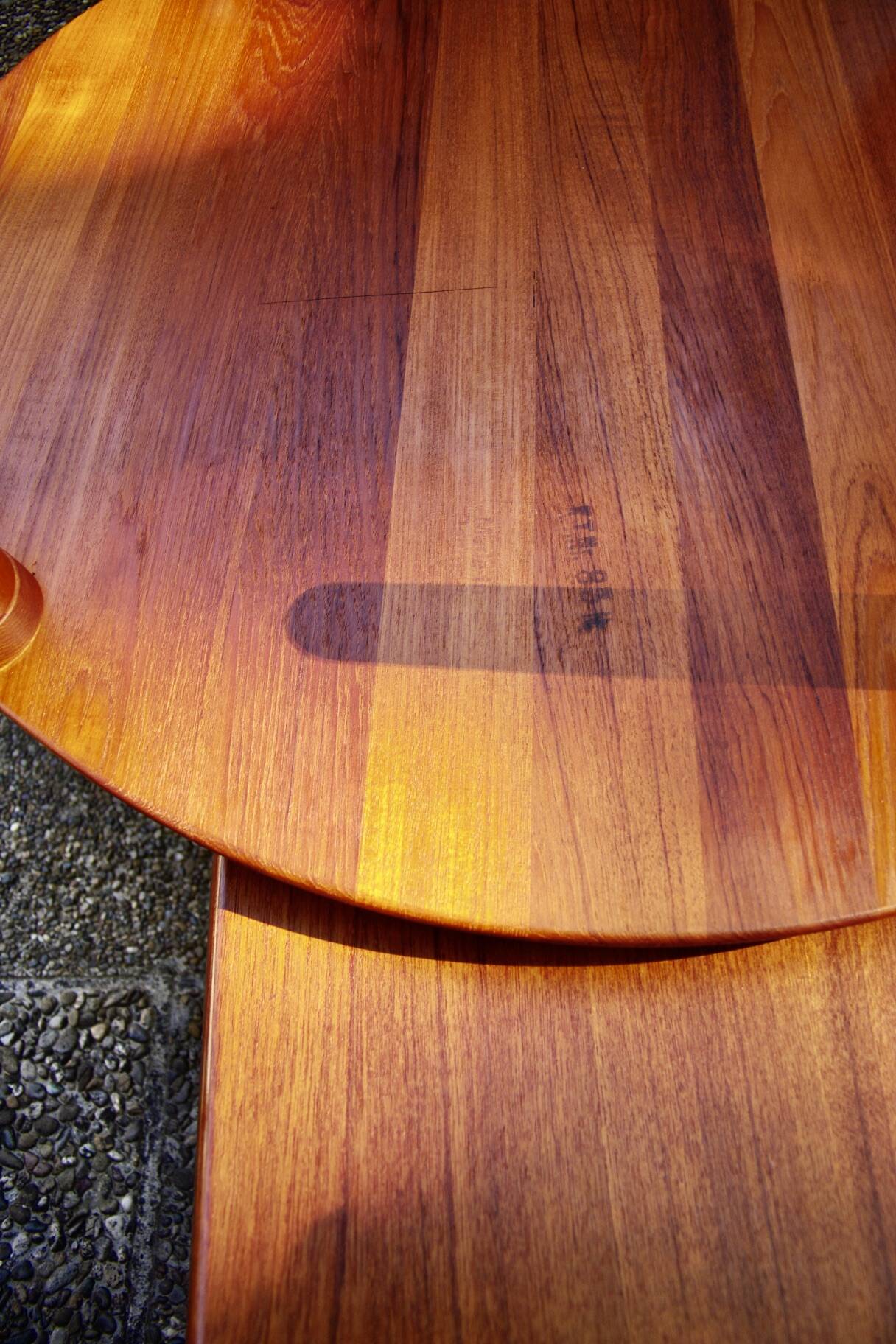 Organic round coffee table in solid teak by john boné for michael laursen denmark 1960
