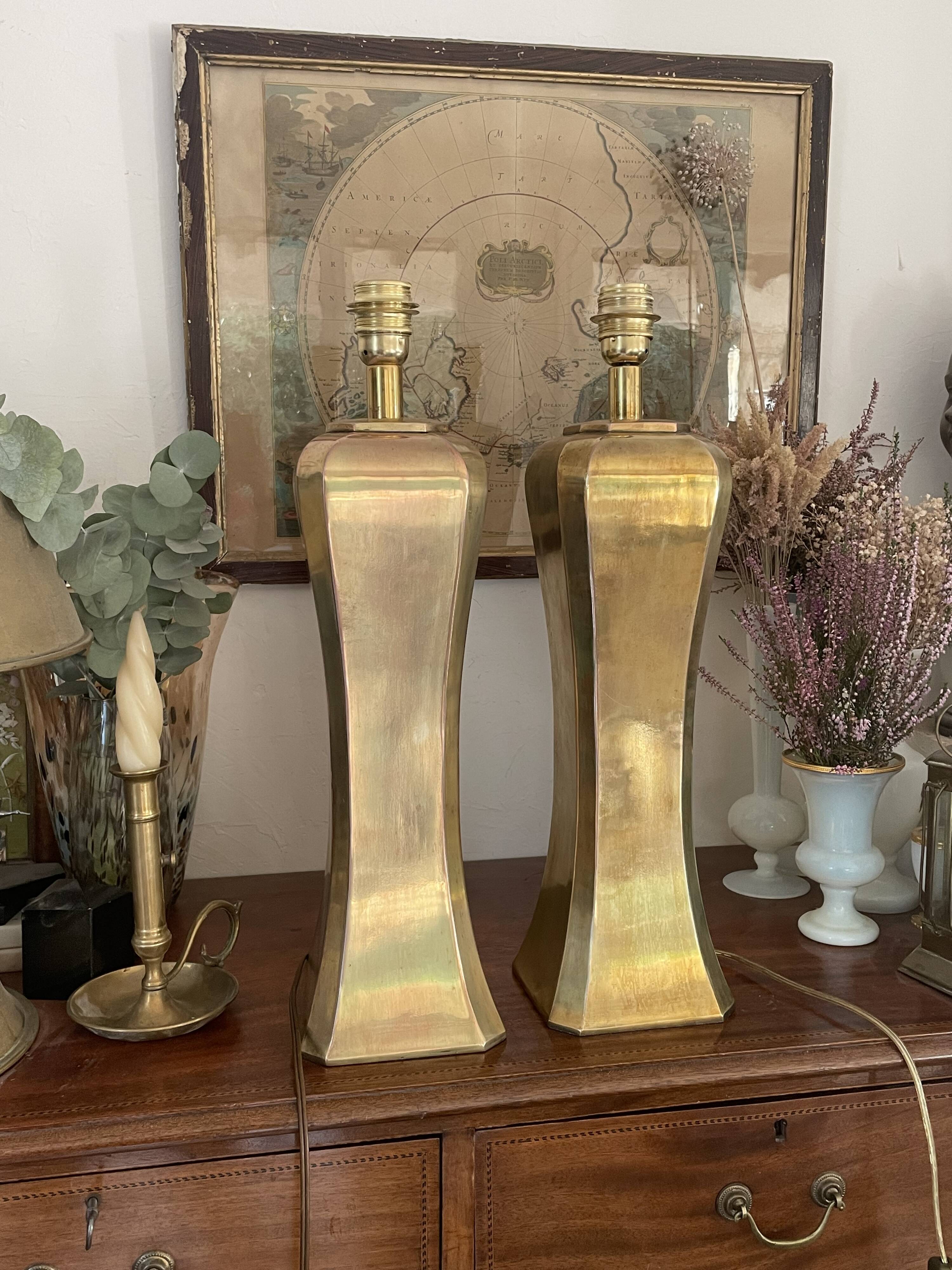 Pied de lampe en laiton vintage 50cm