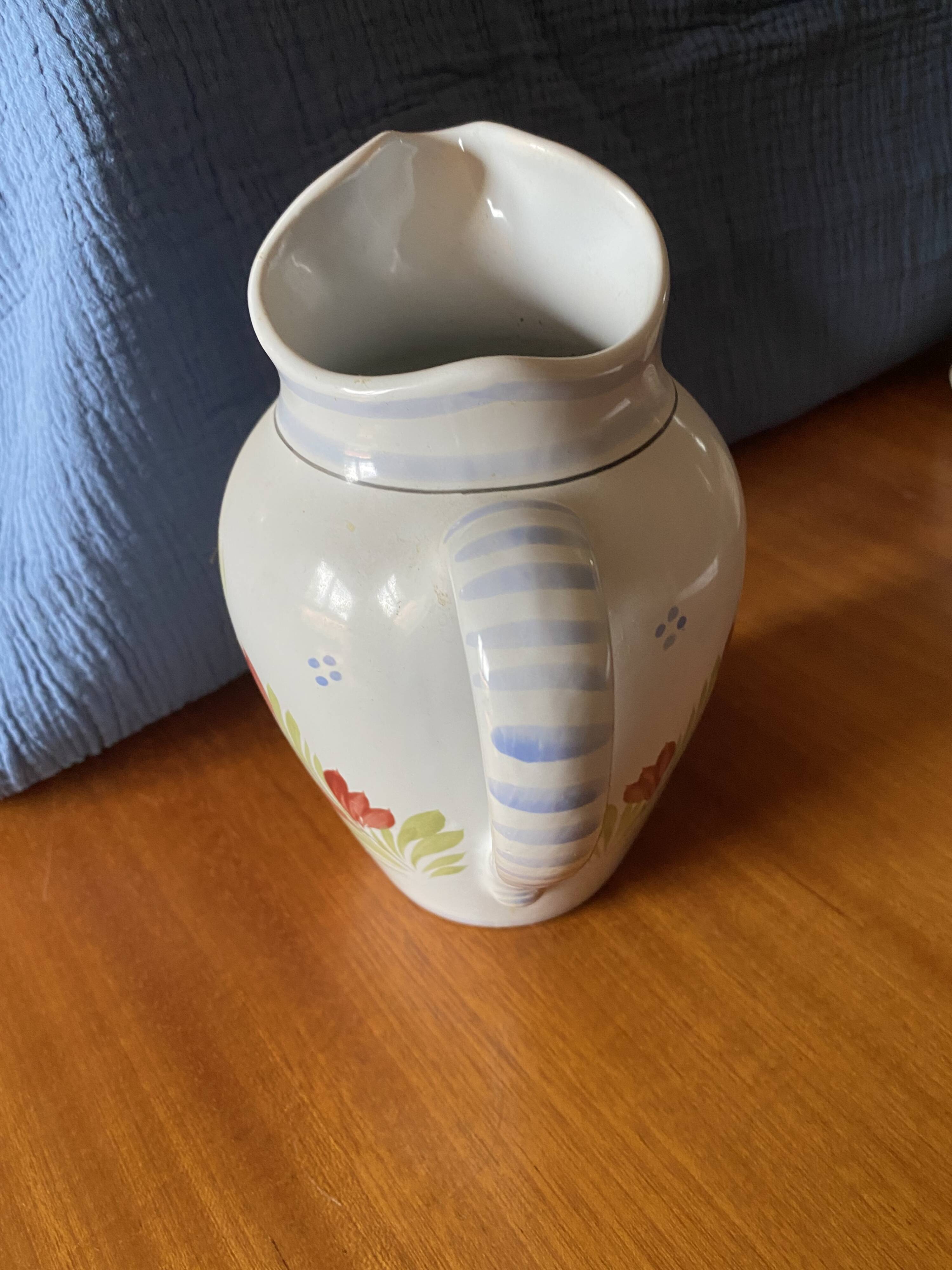 Authentic Quimper Earthenware Jug - HB-Henriot - Hand-painted