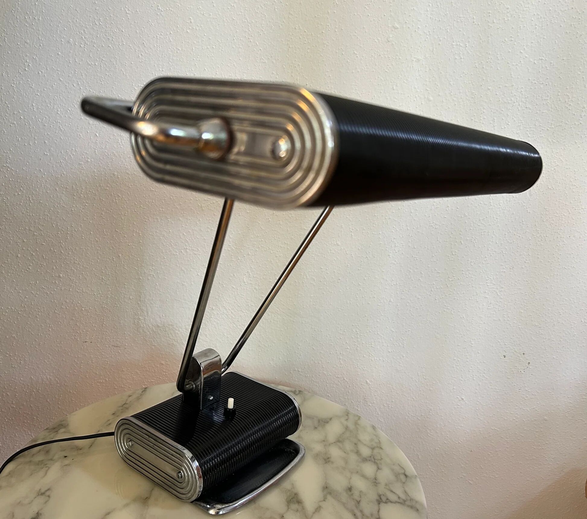 Black and chrome desk lamp model 71 by JUMO, France, 1960s.