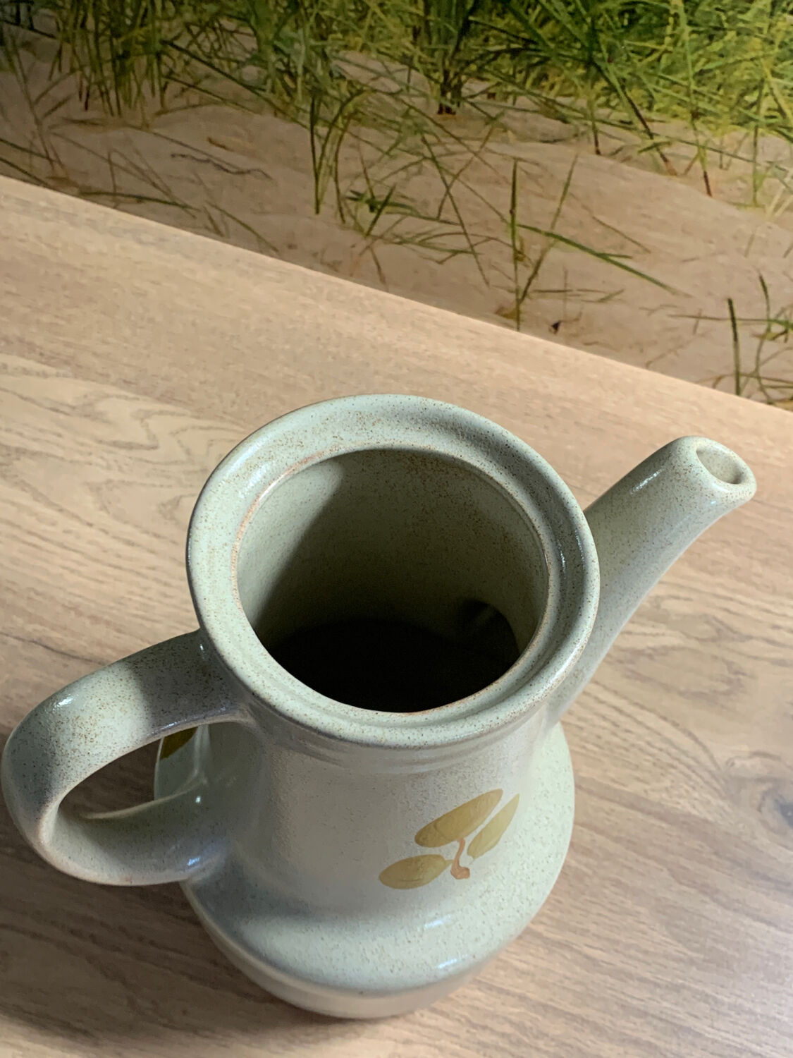 Pitcher Teapot Coffee maker earthenware St Amand Loire 1713 Hand-painted