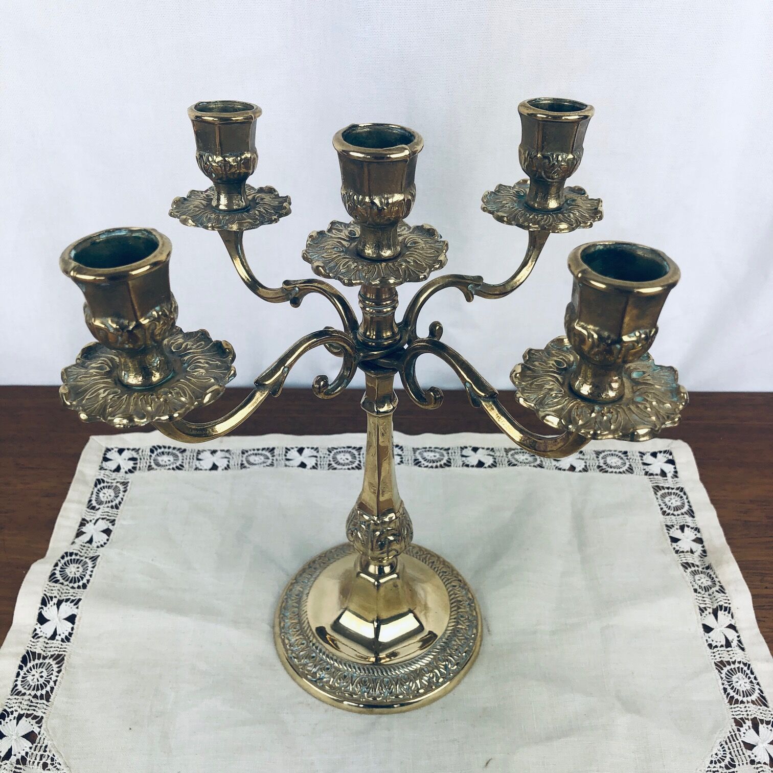 5-branch bronze chandelier