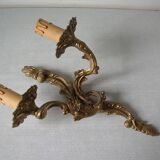 Ancienne applique double en laiton 30 cm éclairage mural déco rétro vintage