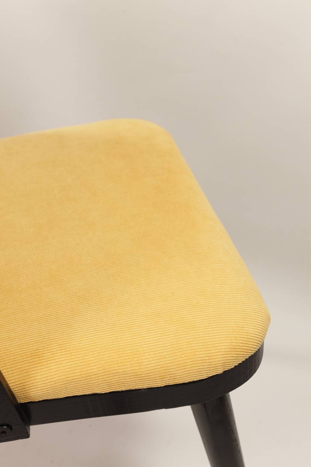 Vintage dining chairs set of 2 black oak wood retro yellow fabric