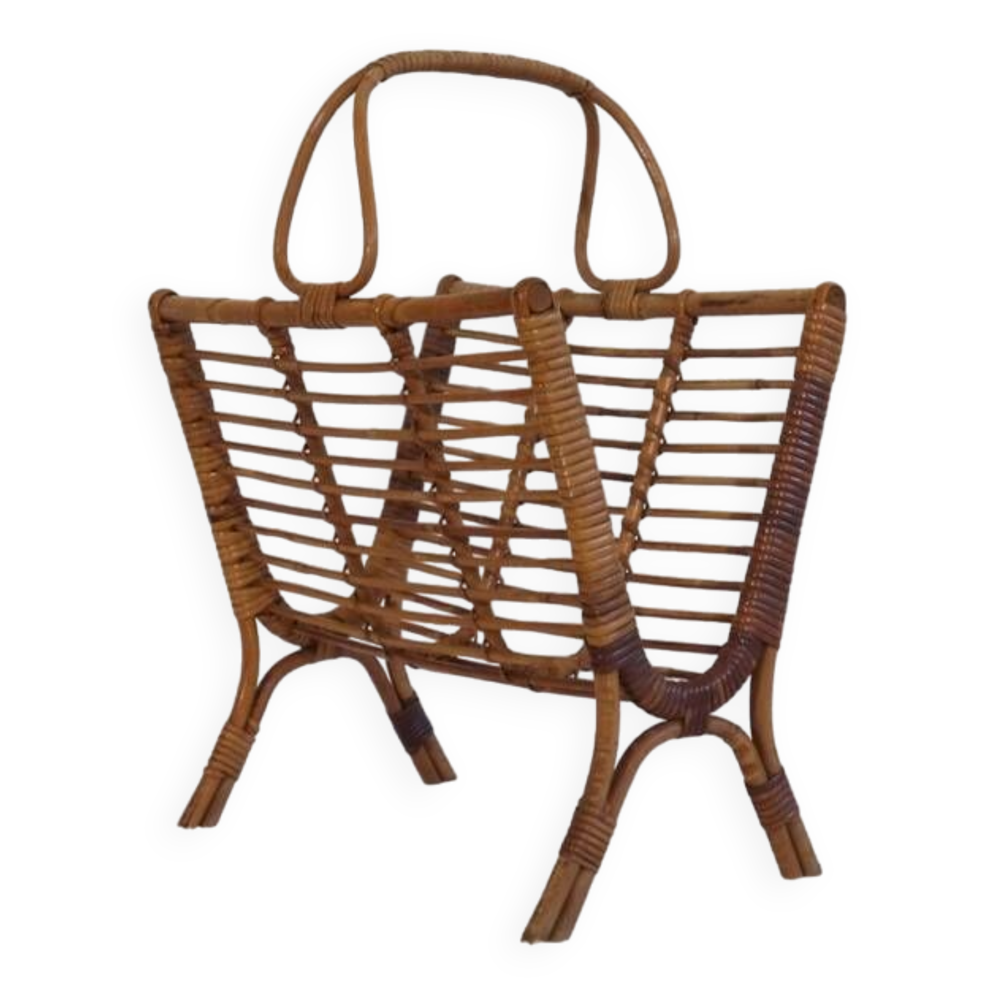 Porte revue vintage en rotin 1960