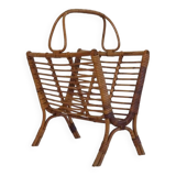 Porte revue vintage en rotin 1960