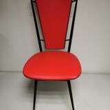 series of 6 Vintage red chairs design COLETTE GUEDEN 60s