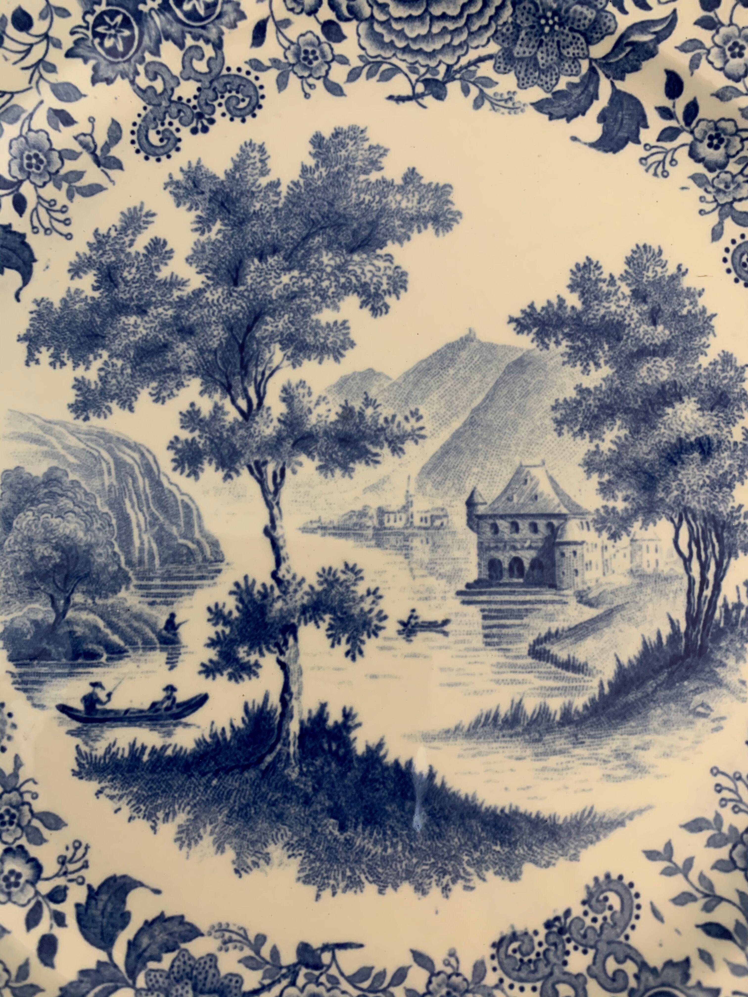 10 assiettes plates bleues Villeroy et Boch modèle Burgenland 1950