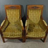 Pair of "Bergère" Armchairs in Mahogany, Empire Period – Early 19th Century